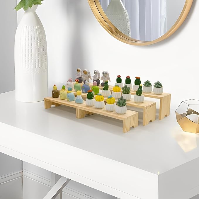 Yikaroeli 12Pcs Wood Display Risers Wooden Stands 3 Tier 4 Set Display Stand for Vendor Events Cupcake Stands Cake Dtand Perfume Shelf Dessert Food Display for Party (Nature)