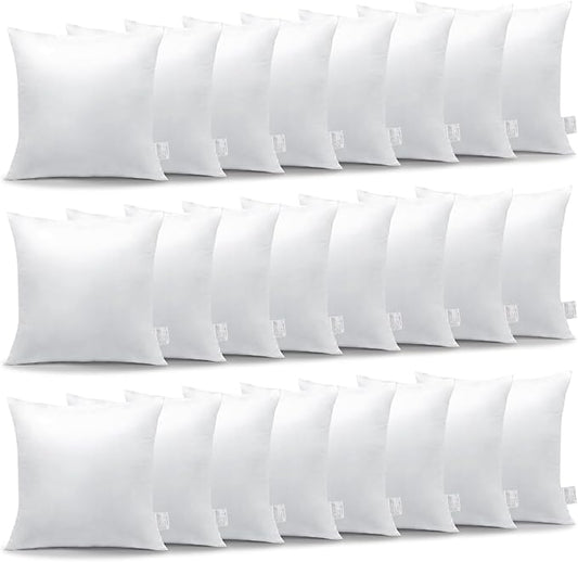 OTOSTAR Pack of 24 Throw Pillow Inserts, 18 x 18 Square Cushion Inner Soft Fluffy Plump Stuffer Cushion Pads White Decorative Pillow Inserts