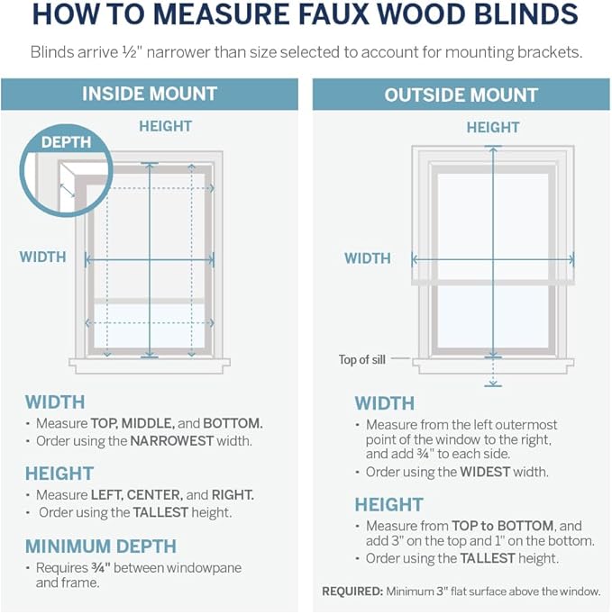 LEVOLOR Basics Cordless Light Filtering Faux Wood Blinds, 2" Blinds for Indoor Windows, Timeless Look, Fits up to 46" Width and 64" Length, Window Shade