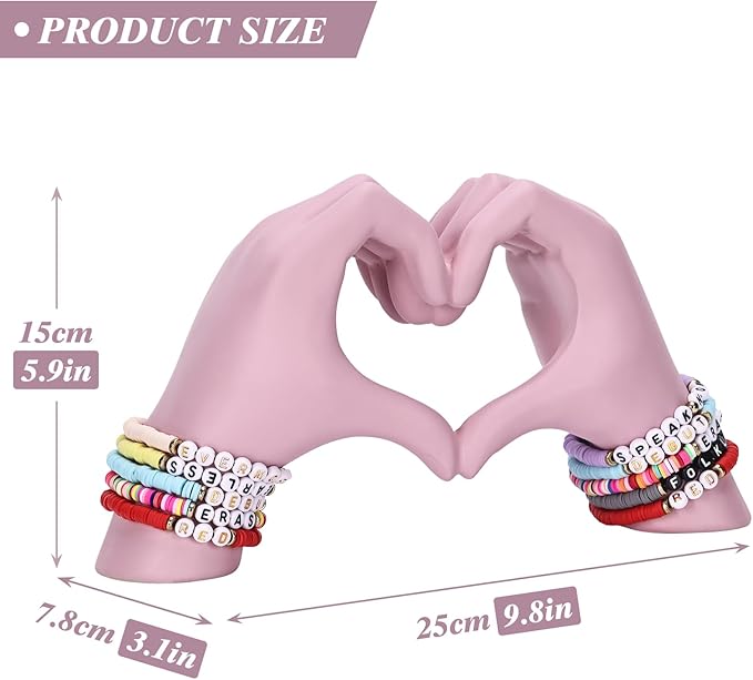 Heart Hand Sculpture, Pink Home Decor Aesthetics for Room Shelf Coffee Table Dining Table Centerpiece, Birthday Gift and Memorial Gift for Women, Girlfriend Girls Mom.