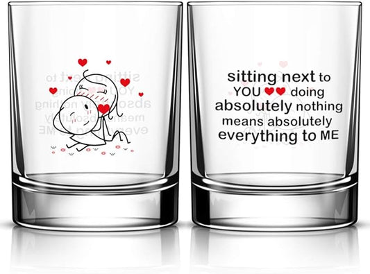 BoldLoft You Mean Everything to Me Couple Drinking Glasses-Couples Gifts for Anniversary, Valentines, Engagement, His Hers Gifts for Boyfriend, Girlfriend, Husband, Wife, Romantic Home Decor