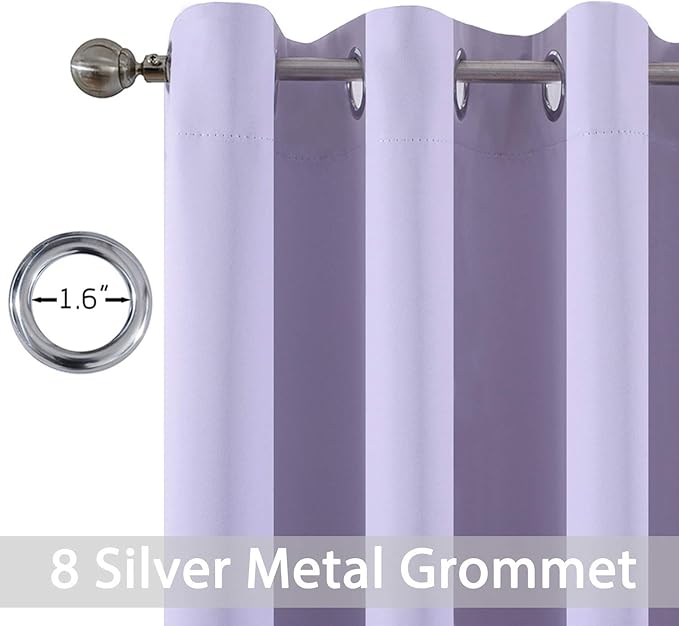 Yakamok Blackout Curtains 96 Inch Length Lilac Room Darkening Thermal Insulated Grommet Top Light Blocking Window Treatment Drapes for Bedroom Living Room (2 Panels, 52 x 96 Inch, Lavender)