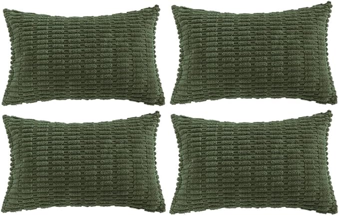 Fancy Homi 4 Packs Decorative Throw Pillow Covers for Living Room Couch Bed, Modern Farmhouse Boho Home Décor Accent Cushion Case, 24" x 16" (Pack of 4), Olive Green