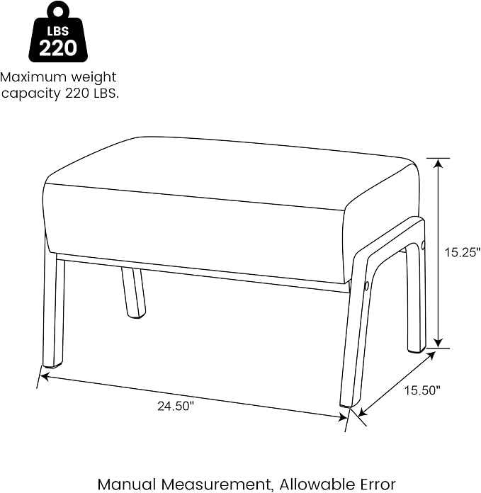 Glitzhome Foot Stool Ottoman, Modern Leatherette Sofa Stool Vanity Chair with Rubber Wood Frame, Footrest Ottoman Bench for Living Room, Entryway, Wine Red