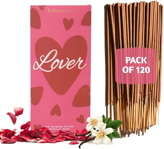 Folkulture Incense Sticks (120 Sticks)| Vanilla & Rose Premium Insence-Sticks for Aromatherapy, for Women, Her |No Charcoal,Non Toxic, 45 Mins, Long Burning Inscents-Sticks