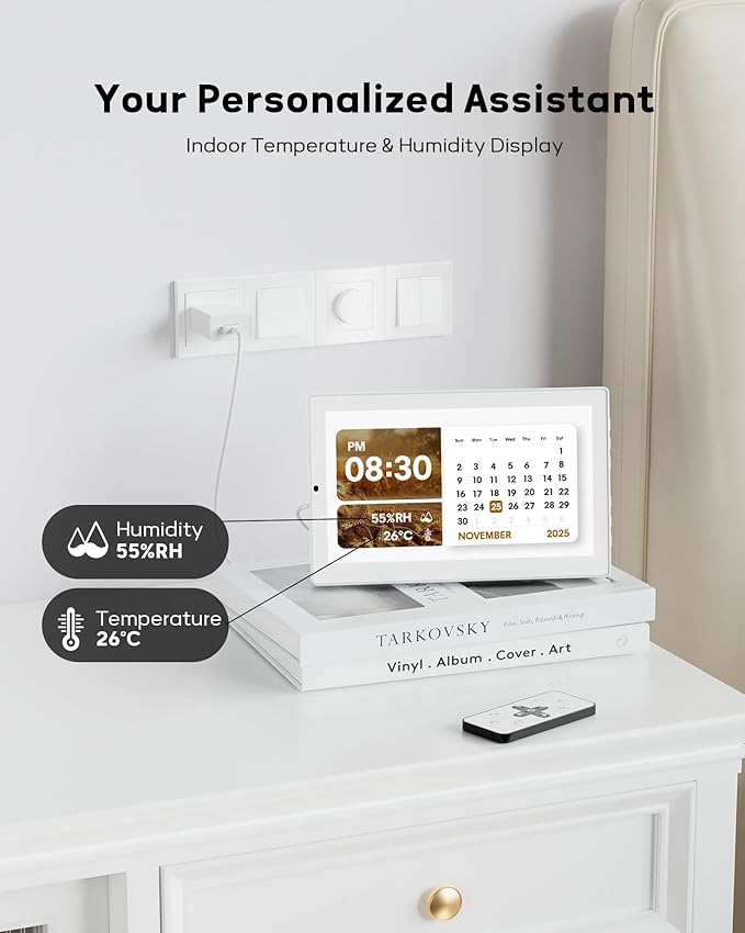 Mesqool 10.1" Large Digital Clock for Seniors with Date & Day, Easy-to-Read Calendar, Daily Reminders, Auto Dimming Display, Remote Control, Indoor Temperature & Humidity, Wall Mountable