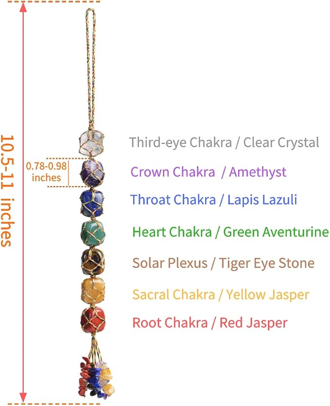 Anjiucc 7 Chakra Healing Crystals Feng Shui Hanging Ornament Car Ornament Meditation Hanging Ornament Window Ornament for Home Decor Party Decor