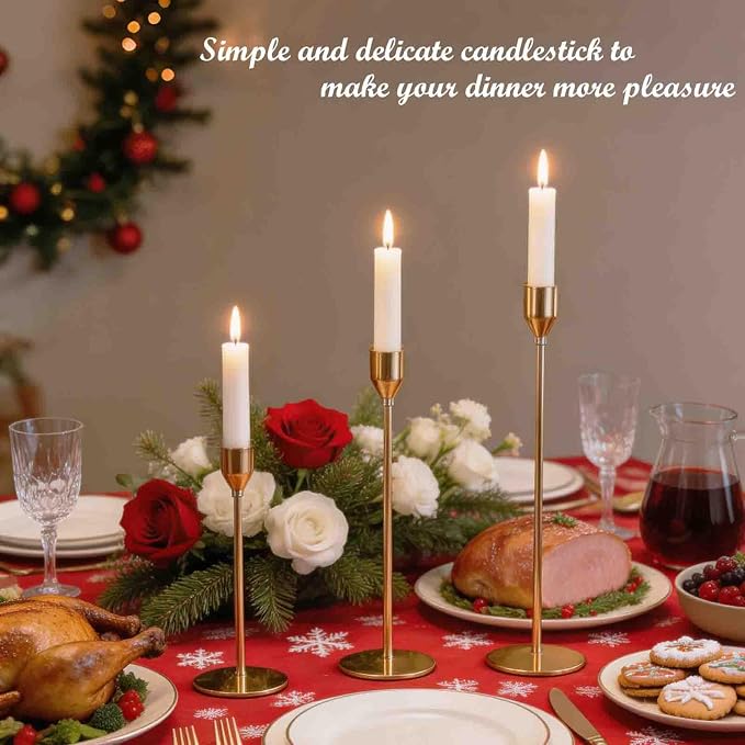 Gold Candlestick Holders, Set of 18 Taper Candles Holder for Candlestick Metal Candle Sticks Holders Stand Candelabra Candle Holder for Table Centerpiece, Wedding, Christmas, Dinning, Home Decor