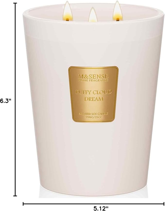 M&SENSE Sunset Mandarin Soy Candle, 35oz 3-Wick, Summer Refresh Scent | 150H Long Burn, Non-Toxic, Large Jar, Citrus Home Refresh, Relaxation, Stress Relief, Housewarming Gift