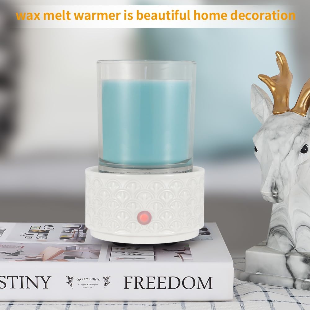 kobodon Ceramic Wax Melt Warmer - 3-in-1Electric Wax Warmer-Fragrance Candle Burner for Scented Wax Tarts and Essential Oils - Wax Melts as Gifts for Moms Grandma Women Girls（White）…