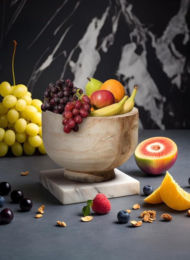 Serene Spaces Living 11" Paulownia Wood Round Bowl, Handmade Wooden Decorative Bowl Fruit Basket for Décor, Parties, Wedding Centerpiece, Floral Arrangements, 7" Tall and 11" Diameter, Pack of 6