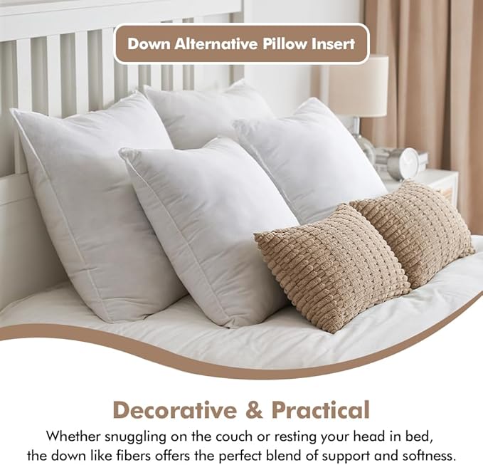 MIULEE 14x20 Synthetic Down Alternative Pillow Insert Decorative Throw Pillow 14 x 20 Inch Body Bed Sleeping Ultra Soft Fluffy Form for Sofa Couch Bed