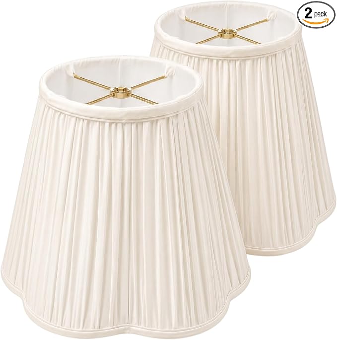 Royal Designs, Inc. BS-754-16WH-2 Bottom Scallop Gather Pleat Basic Lamp Shade, 8 x 16 x 13, White, 2-Pack
