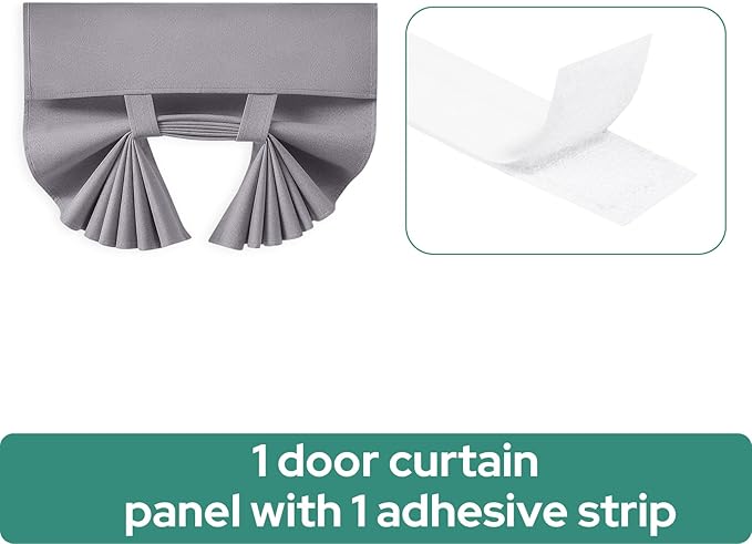 HOMEIDEAS 100% Light Gray Linen Blackout French Door Curtains, Privacy Door Window Curtains, 26 X 72 Inch Room Darkening Blinds, Thermal Insulated Shades for Bedroom, 1 Panel