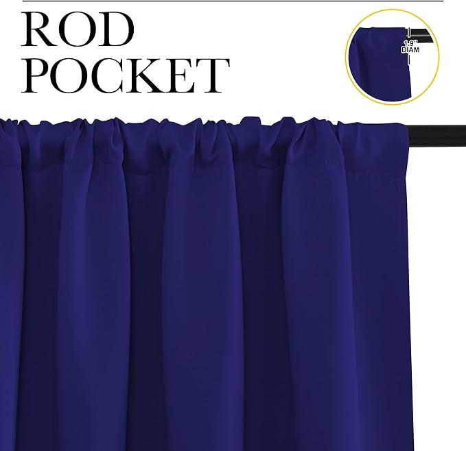 NICETOWN Living Room Curtains, Blackout Draperies, Navy Blue, 1 Pair, 70 x 84-inch, Home Decorations Thermal Insulated Solid Rod Pocket Blackout Drapes for Cafe