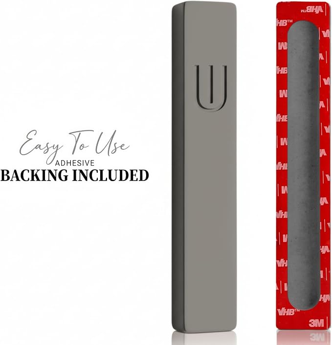 SURI Mezuzah for Door with Scroll – 6 Inch Modern Mezuzah Case with Non Kosher Scroll Included, Fits up to 5” Scroll, Easy Adhesive Installation, Gift Box Included