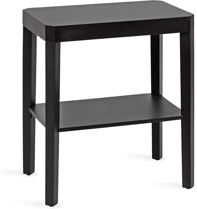 Kate and Laurel Talcott Modern Rectangle Wood Side Table; 22 x 14 x 26; Black; Transitional Decorative Two-Tier End Table for Use as a Bedroom Nightstand or Living Room Accent