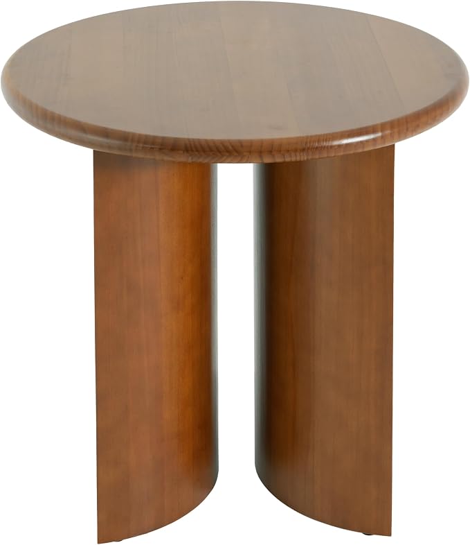 Christopher Knight Home Vines Modern Round Side Table, Living Room Sofa End Table, Small Coffee Table with Fan-Shaped Legs, Walnut