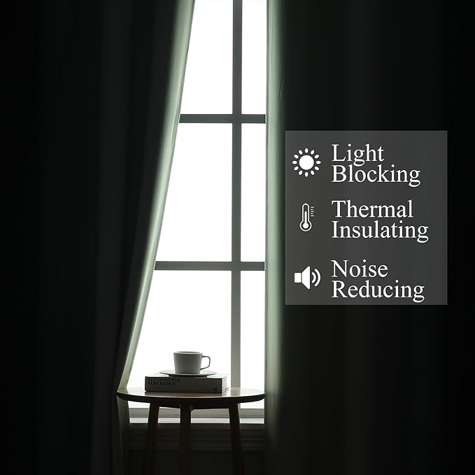 Estelar Textiler Navy Blue and Sage Green Ombre Blackout Curtains 72 Inch Length 2 Panels, Full Room Darkening Grommet Curtains for Bedroom, Thermal Insulated Light Blocking Gradient Drapes,52Wx72L
