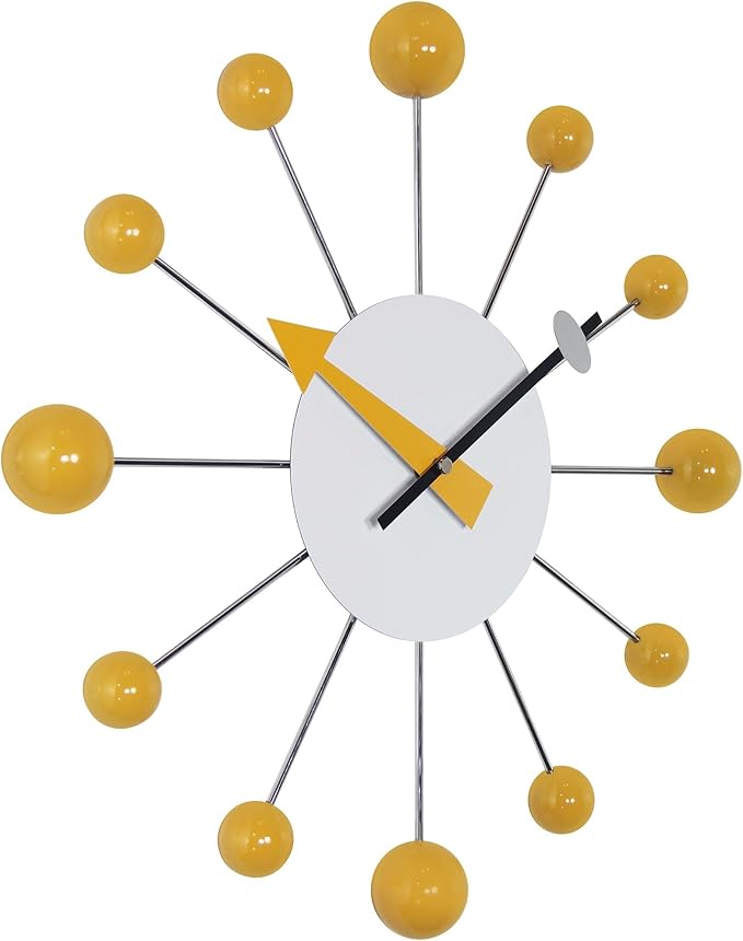 Infinity Instruments LTD. Orb Spoke Starburst Wall Clock, Saffron, 15"