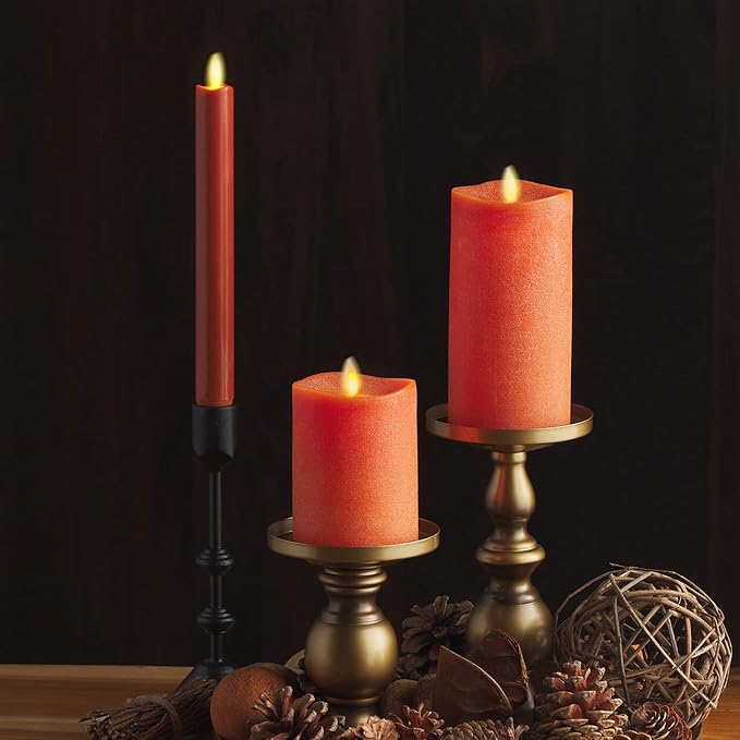 Luminara - Flameless LED Battery Operated Flickering Pillar Candles - Burnt Orange - Pack of 1-3x4.5 - Realistic Moving Flame Real Wax Indoor/Outdoor Decor