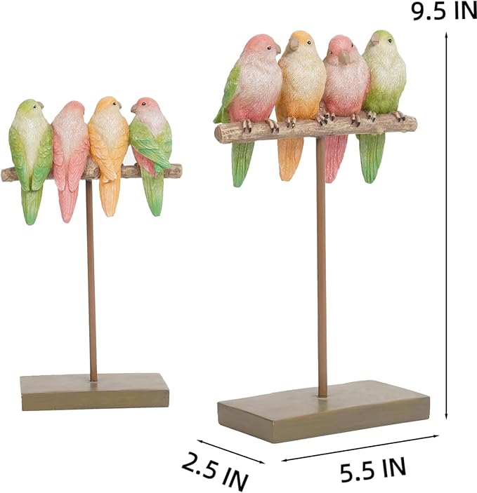 Braxio Bird Figurines Home Decor – Resin Tabletop Pink Bird Decor for Shelf Bookcase Dresser Modern Farmhouse Decorative Accent for Living Room Bedroom Office Gift