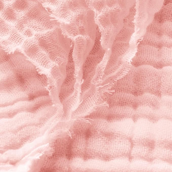 Carriediosa 100% Cotton Muslin Throw Blanket 70" X 80" Twin Size，4-Layers Summer Gauze Throws for Bed Couch，Soft Lightweight Breathable Linen Blankets Bedspread for Adults All Season，Dusty Pink