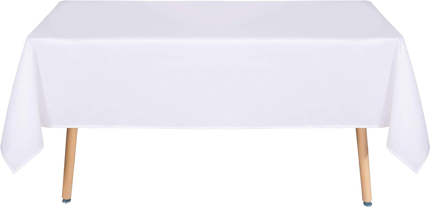 sancua Rectangle Tablecloth - 90 x 156 Inch - Water Resistant Spill Proof Washable Polyester Table Cloth, Decorative Fabric Table Cover for Dining Tables, Buffet Parties and Camping, White