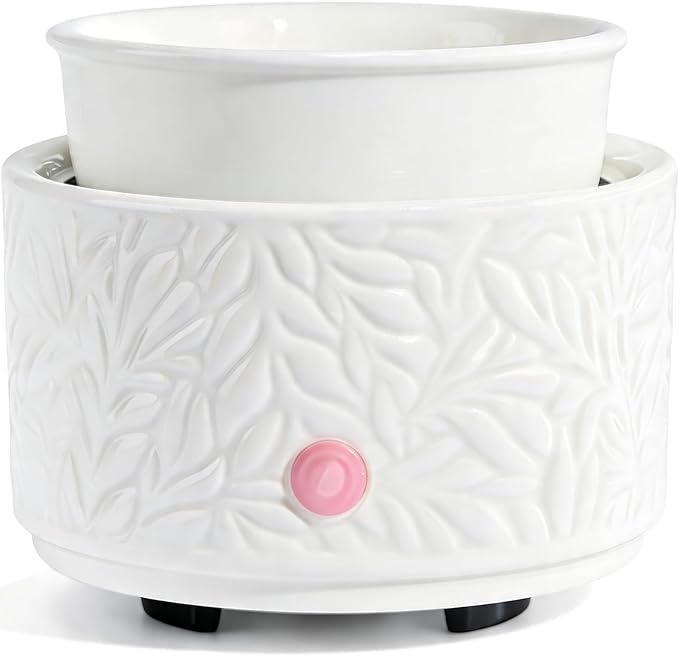 Wax Melt Warmer 3-in-1 Electric, Ceramic Wax Burner for Scented Wax, Scented Wax Melter & Essential Oil Burner for Home Aromatherapy, White
