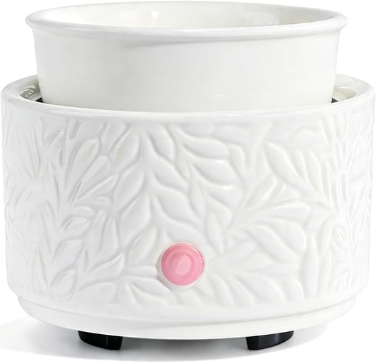 Wax Melt Warmer 3-in-1 Electric, Ceramic Wax Burner for Scented Wax, Scented Wax Melter & Essential Oil Burner for Home Aromatherapy, White
