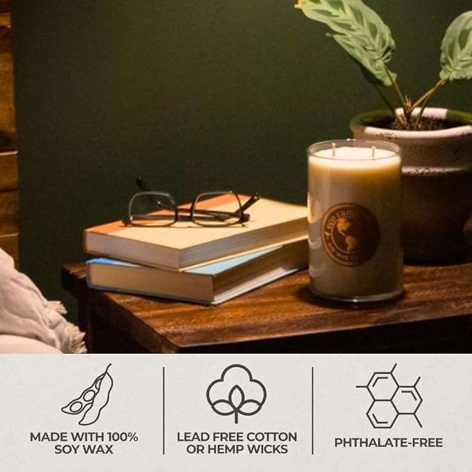 ECO CANDLE CO. Recycled Candle, Ocean Waves, 26 oz. - Scents of Marine Air, Citrus, & Musk - 100% Soy Wax, No Lead, Kraft Paper Label & Lid, Hand Poured, Made from Midwest Grown Soybeans