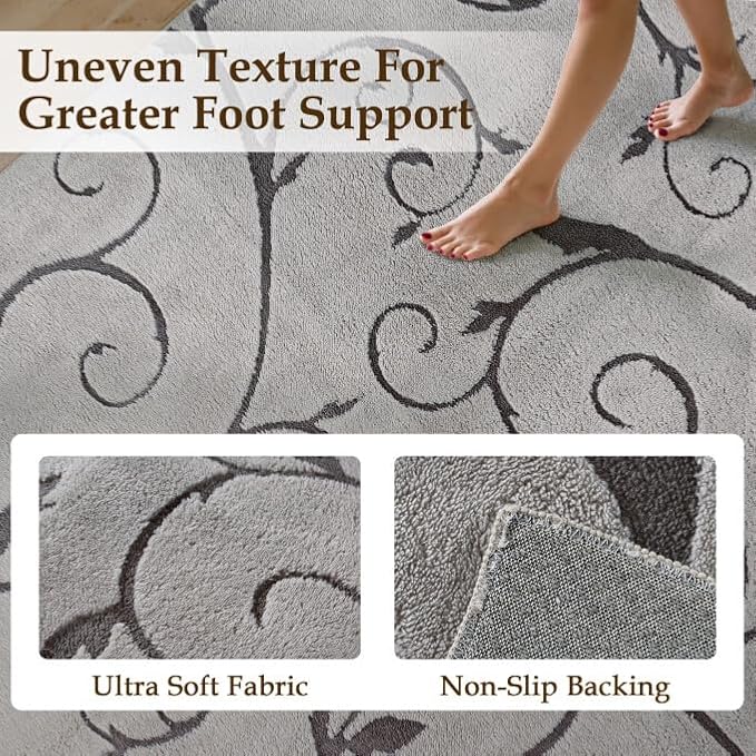 PureCozy Gray Washable Area Rug 4x6 Soft Shag Rugs for Kids Room Modern Boho High Pile Non-Shedding Throw Rugs Non Slip Indoor Office Carpet for Playroom Bedroom Living Room
