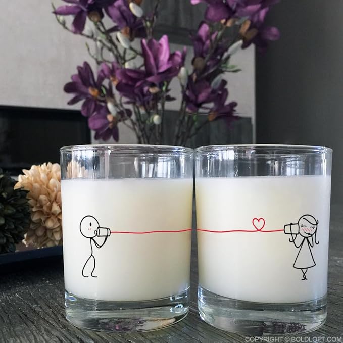 BoldLoft Say I Love You His and Hers Drinking Glasses- Gifts for Her, Wife, Girlfriend, Couple Glasses for Valentines, Anniversary, Wedding Engagement, Romantic Home Decor for Couples