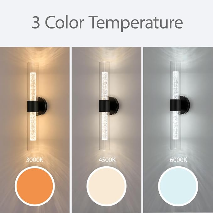 Morauroral Black Battery Operated Wall Sconces Set of 2, Rechargeable Wall Lights with Remote, 22 Inch Modern Cordless Wall Lamp for Bedroom, Living Room with Crystal Post Bulb Glass Shade