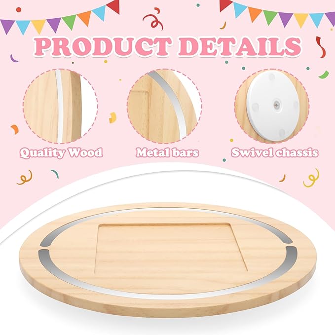 360° Round Turntable for Tonies Box 1/2 Organizer Storage Shelf, Magnetic Stand Holder for Toniebox Player Tonies Figures, Display Collection 10~15 Tonie Box Characters (Natura)