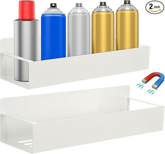 2 Pcs Magnetic Aerosol Spray Can Holder, Magnet Toolbox Bottle Holder, Wall Mounted Spray Bottle Rack, Mechanic Paint Can Organizer, Tool Box Storage Rack for Garage Home Workspace