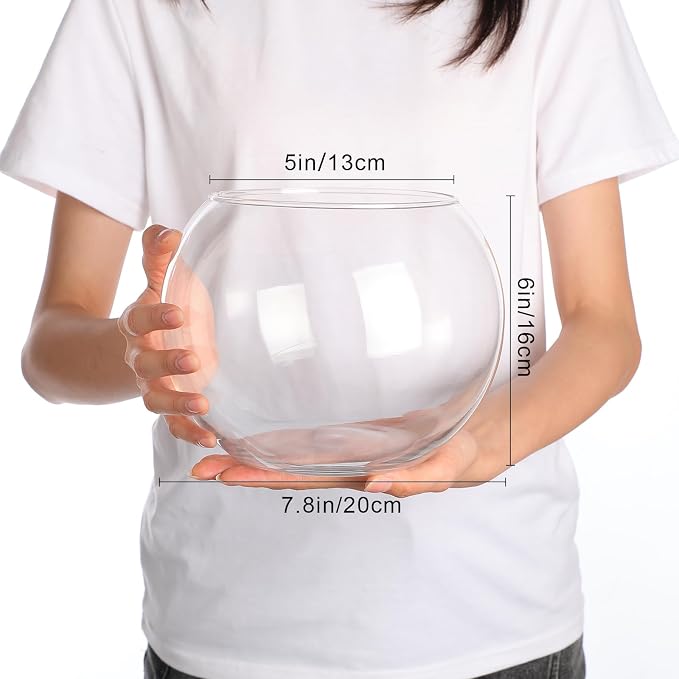 Sawysine 12 Pcs Bubble Bowl Vase Centerpiece Round Glass Flower Vase Bulk Clear Terrarium Fish Bowl for Wedding Event Goldfish Planter Floral Centerpiece Office Home Decor (7.8''w X 6.3''h)