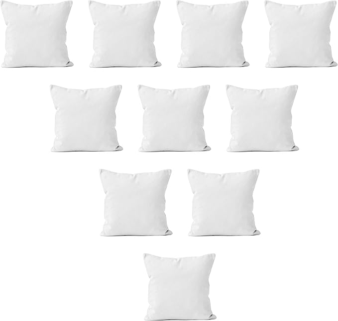 Encasa XO Throw Pillow Covers 18x18 in Set of 10 White | No Inserts | Cotton Pillow Covers for Living Room, Bed, Sofa, Couch | Decorative Cushion Covers with Improved Zipper