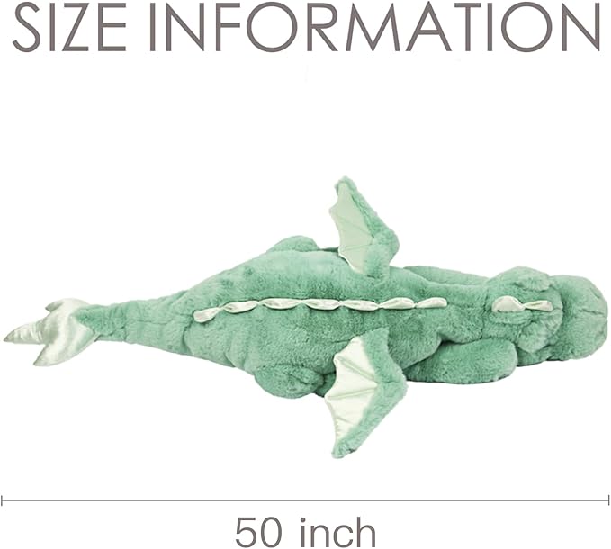 ARELUX Giant 50in 3Lb Big Green Dragon Large Stuffed Animals Cute Plush Toy Fuzzy Jumbo Dinosaur Pillow Plushies with Wings Cuddly Soft Pterosaur Plushie for Friends Family Member