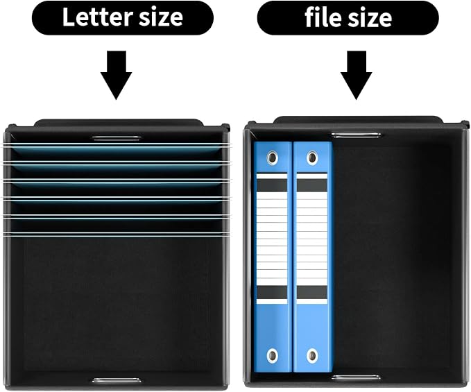 New Portable File Organizer Boxes Set of 4, Collapsible Linen Hanging Filing Storage Boxes with Plastic Slide, Decorative Home/Office Filing System for File and Folders Storage (Black)