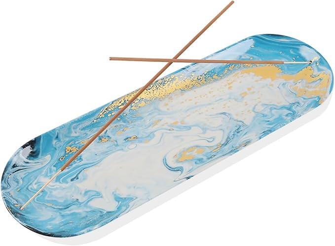 CEREMONY Palo Santo Holder -Mini Ceramic Incense Holder for Palo Santo and Sticks - White Sage Holder for Meditation Decor (Incense Tray-Gilded)