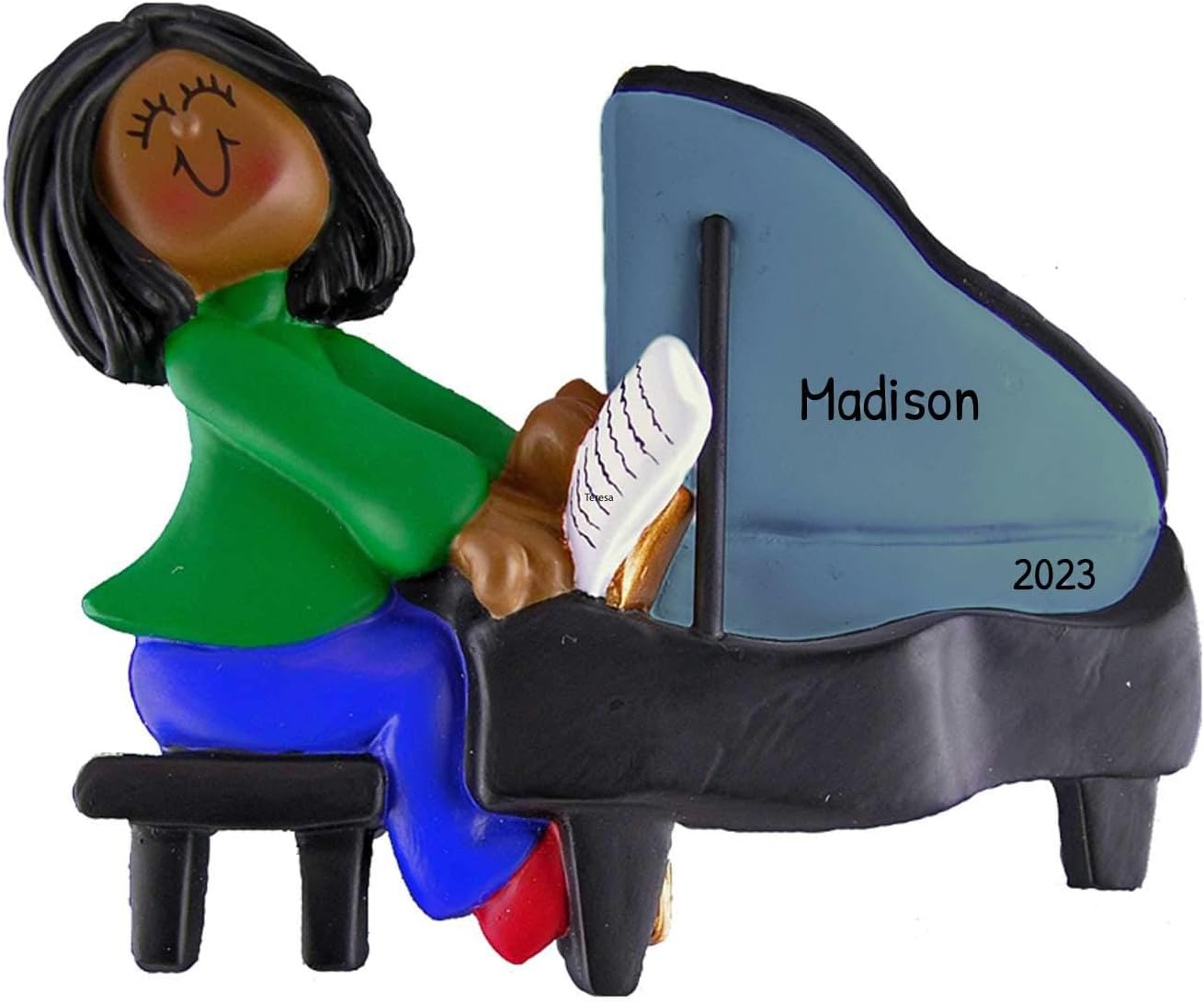 Personalized Grand Piano Ornaments for Christmas Tree 2024 - African American Christmas Ornaments Girl Music Ornaments Musical Christmas Decorations Musical Instrument Ornaments by Elves