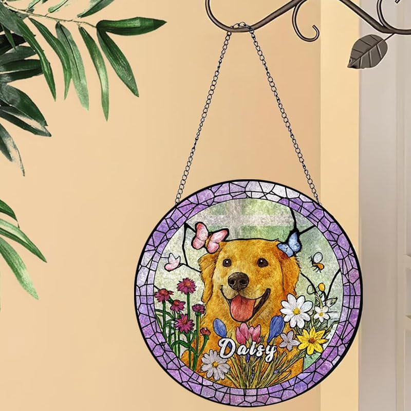 Personalized Halloween Dog Glass Window Hanging Ornament,Custom Pet Photo Ornament, Unique for Dog Lovers,Customized Pet Keepsake for Fall Holiday Décor