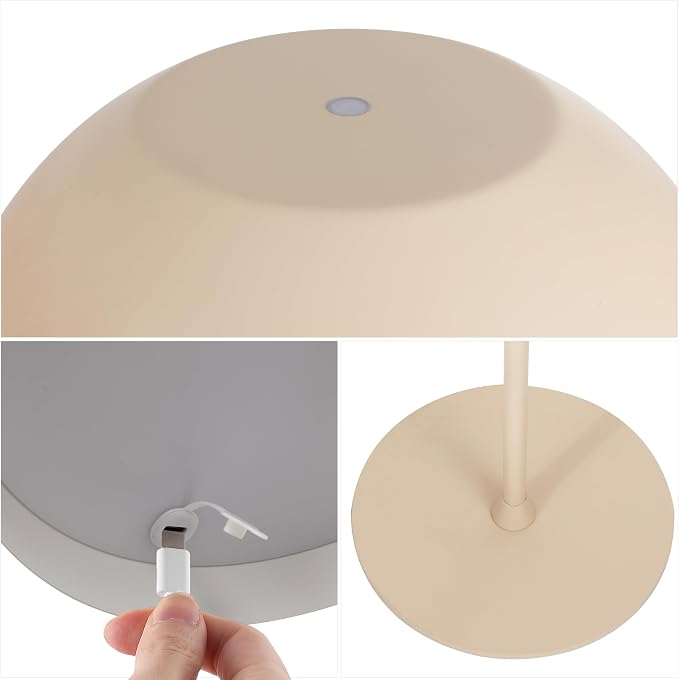 JONATHAN Y Laurel 59" Contemporary Minimalist Mushroom Metal Outdoor Floor Lamp, Almond, Rechargeable Cordless and Dimmable with Integrated LED, Weather Resistant for Patio JYL7165C