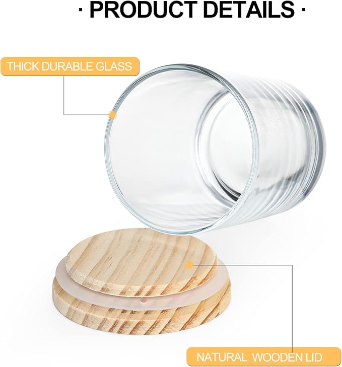 SHOWIN Thick Candle Jars for Making Candles 12 Pcs, 7 OZ Empty Jars with Wood Lids for Candle Making, Sample Container, Frosted Blue