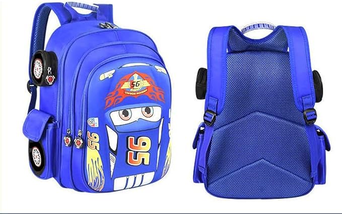 Kid Toddler Boys Girls Backpack Waterproof Cartoon Truck Car Child Snack School Bag Kindergarten Backpack (Blue)