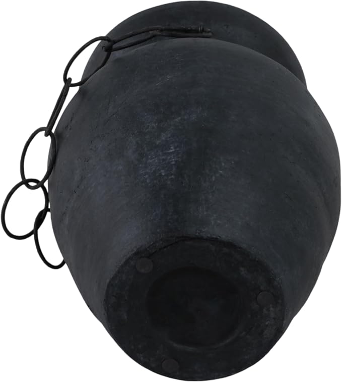 10x8 Rustic Terracotta Vase with Chain, Black