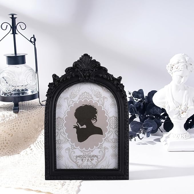 SIKOO Vintage Picture Frame 5x7 Black Gothic Picture Frame Tabletop and Wall Mount Vintage Gothic Decor Ornate Photo Gallery Art