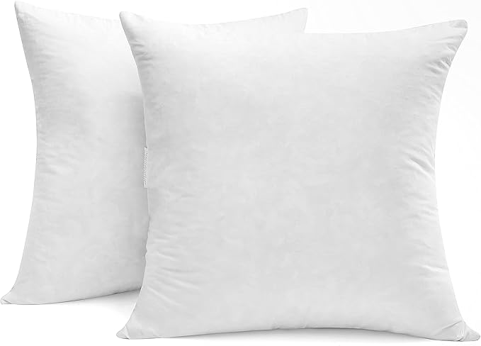 SNUG&COZY Luxury Goose Down Feather Pillow Inserts - 16x16IN, Double Layered Down-Proof Design, Ultra-Soft Cover, High Fill Weight, Pack of 2, White