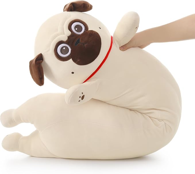 MaoGoLan Super Soft Stuffed Dog Pug Plush Pillow 43 inch Long Puppy Stuffed Animal for Girls Kids Body Pillow, Bulldog Stuffed Animal Pug Lovers Gifts Christmas Valentine's Day Halloween